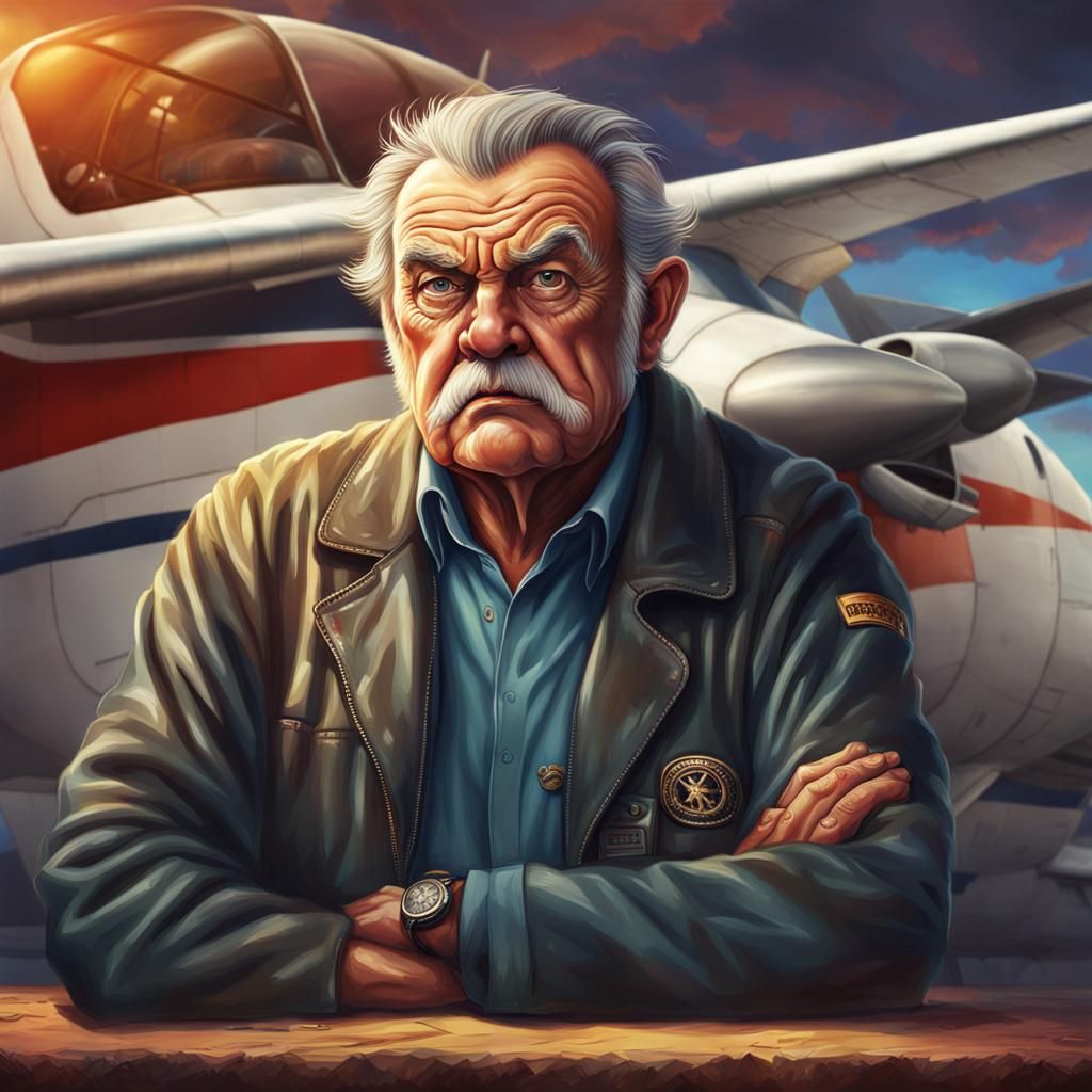Aged Aviation Entrepreneur with a Gruff Expression