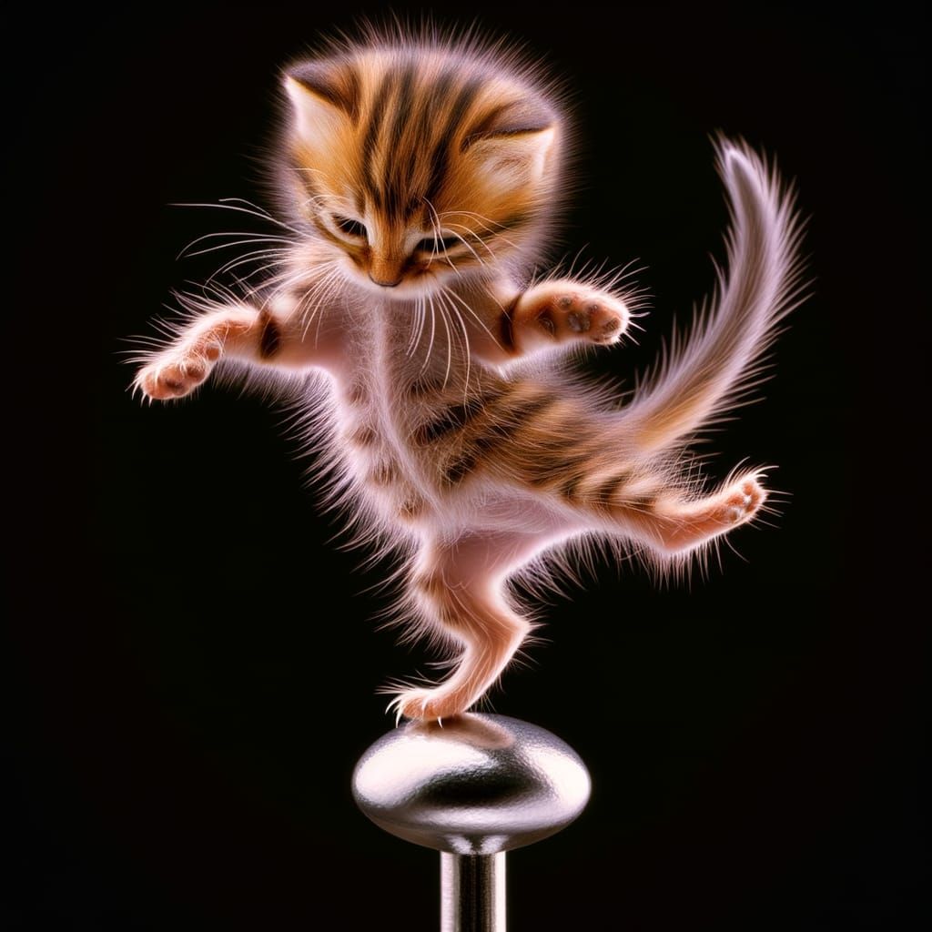 Magnified Cat in Tap Dance Delight