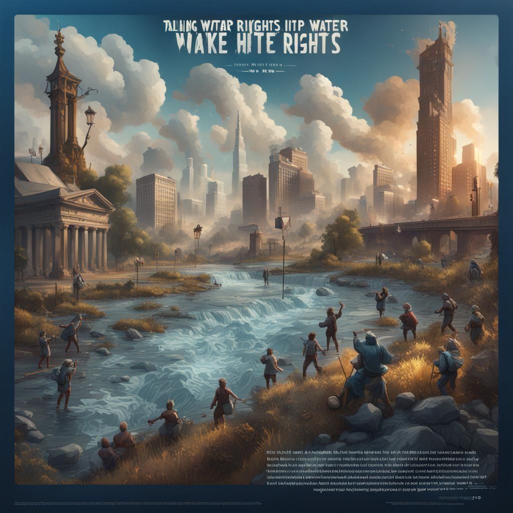 Epic Water Rights Protest Banner in Vibrant Fantasy Style