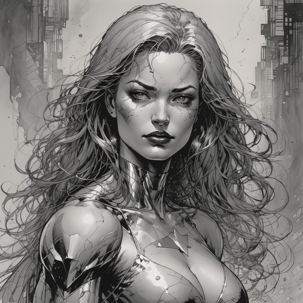 Woman in Dynamic Comic Book Style