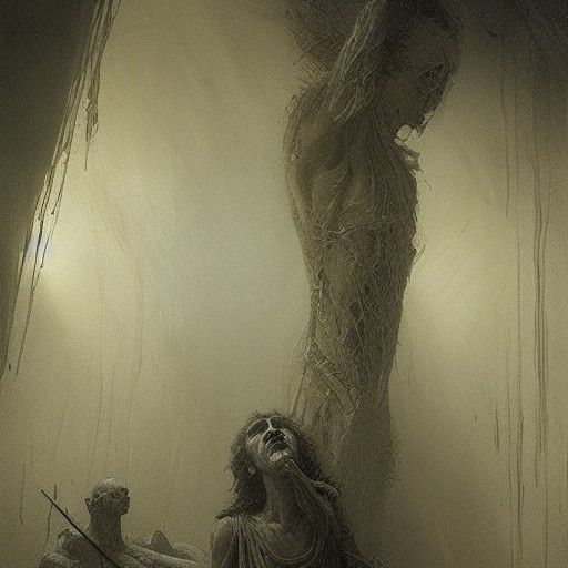 Gothic Horror Banners in Flayed Skin as Dark Fantasy Art