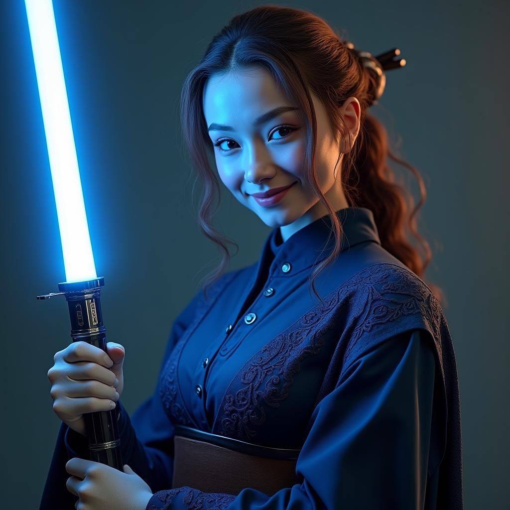 A young female Jedi with a strong Japanese style