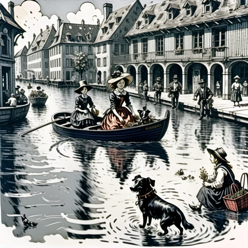 Vivid Oil Painting of Summer Train Station Garden in Golden ...