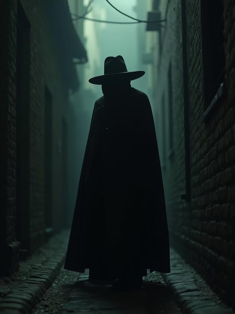 Mysterious Figure in Film Noir Alleyway