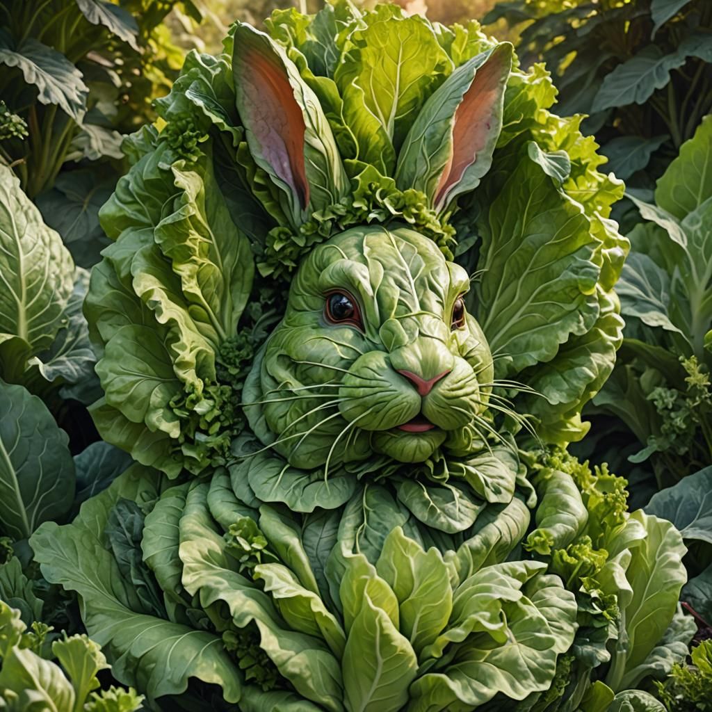 A Whimsical Bunny King Amidst a Lush Garden Paradise