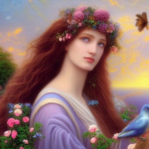 Preraphaelite Goddess of Love in Ethereal Fantasy