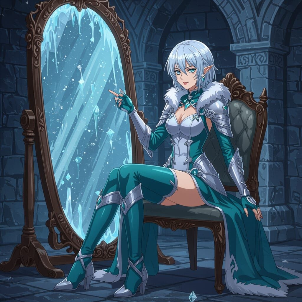 Anime Warrior Spellcaster in Icy Stronghold