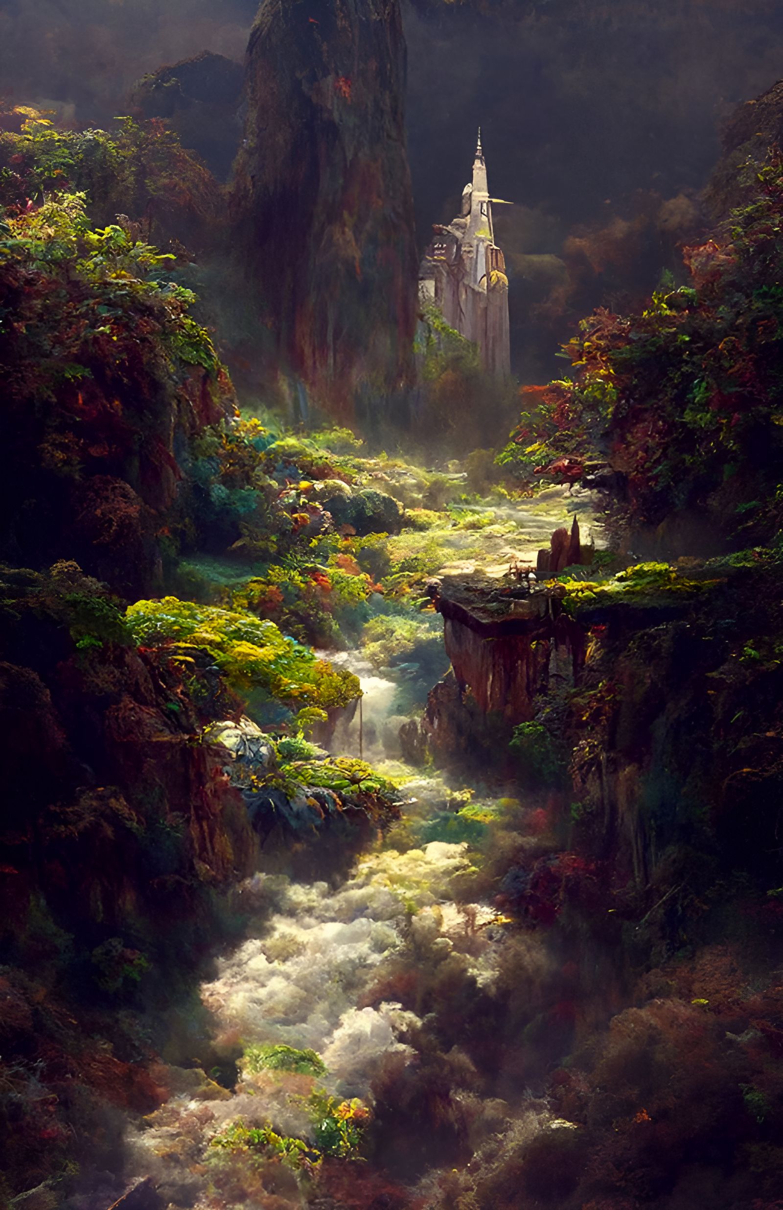 Epic Hyperrealistic Castle Landscape in Autumn