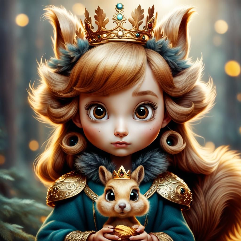 Enchanted Squirrel Princess in Fantasy Style