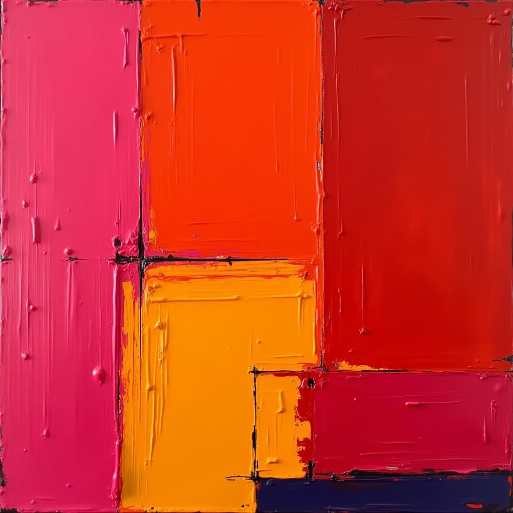 Vibrant Geometric Abstraction with Bold Linear Strokes in Fl...