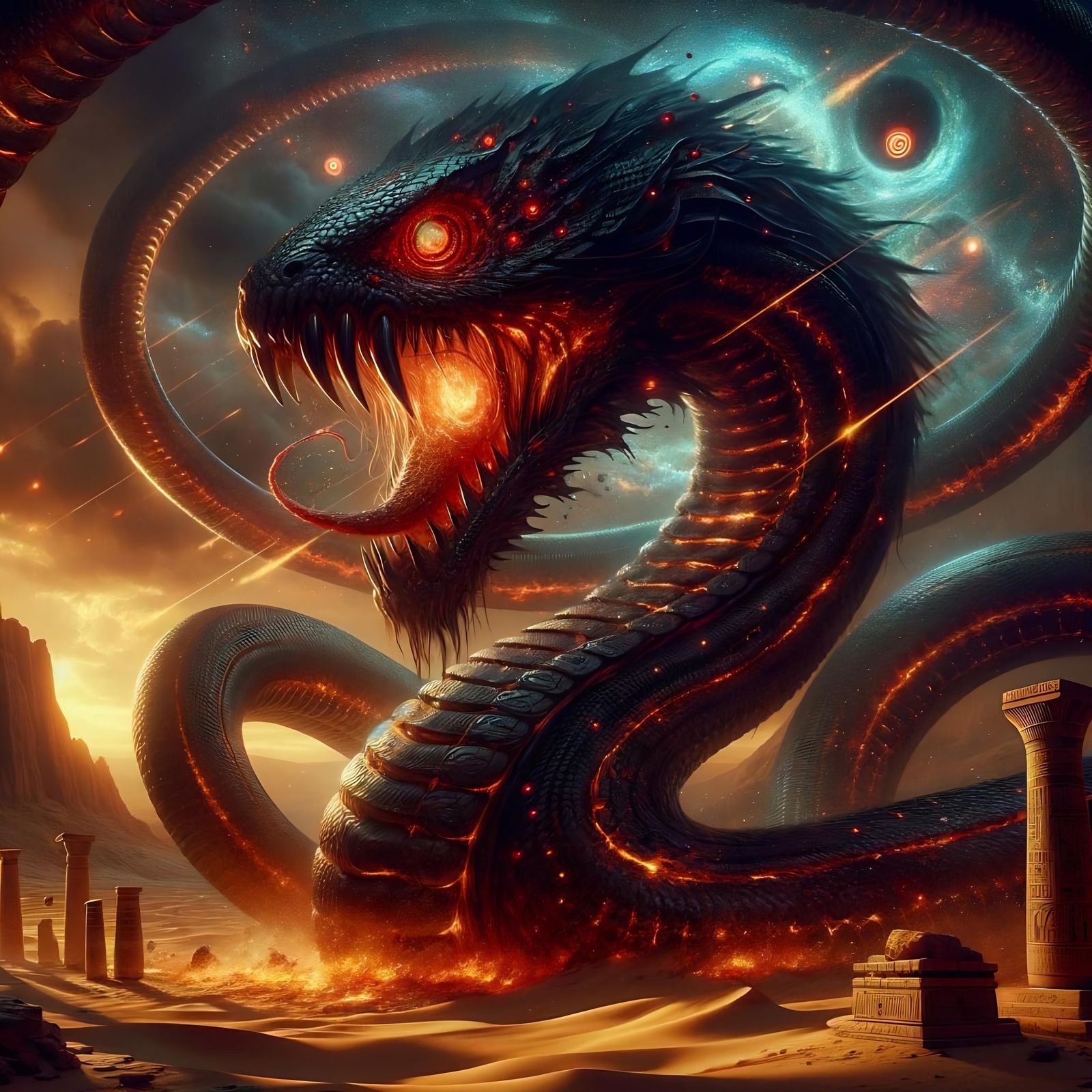 Serpent Deity of Chaos in Ancient Egyptian Setting