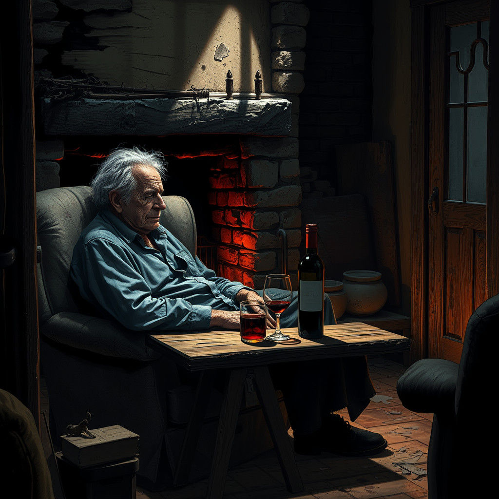 Squalid Home in Dark, Impoverished Setting