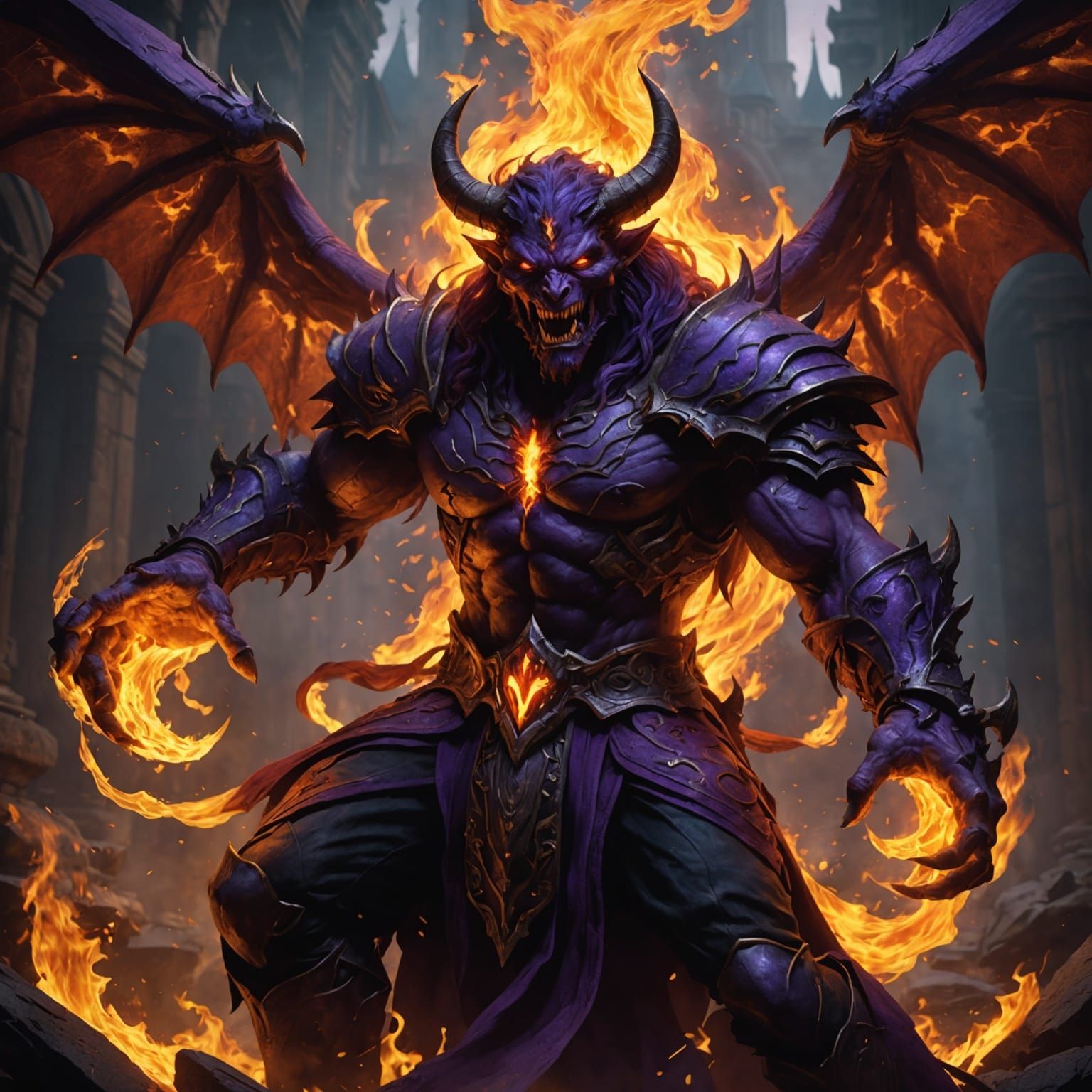 Dark Fantasy Demon in Fiery Splendor