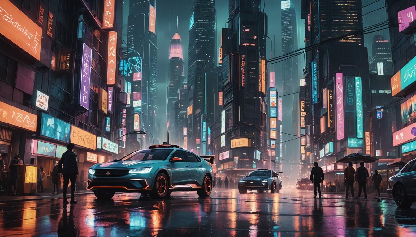 Cities of Tomorrow in Neon-Lit Futuristic Metropolis