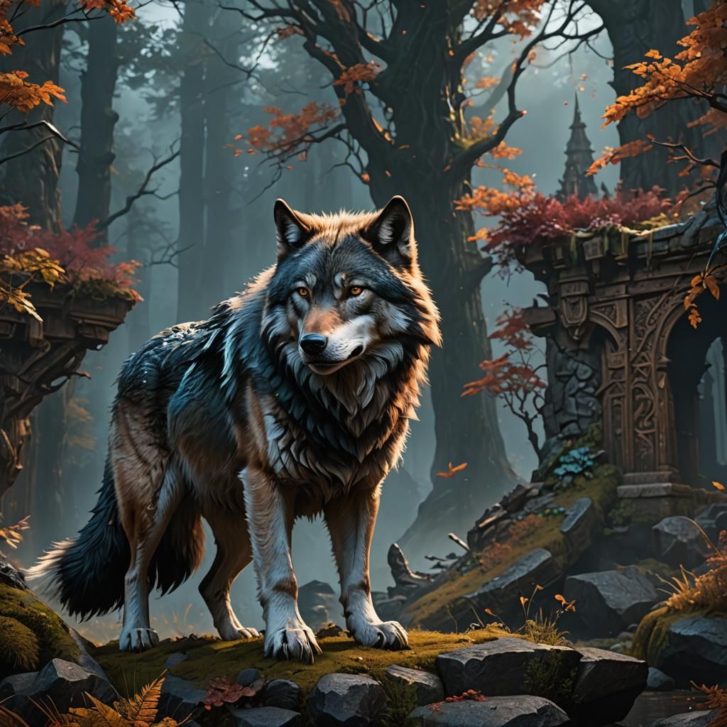 Surreal Wolf Reveals Mystical Realm in Deep, Fantasy-Inspire...