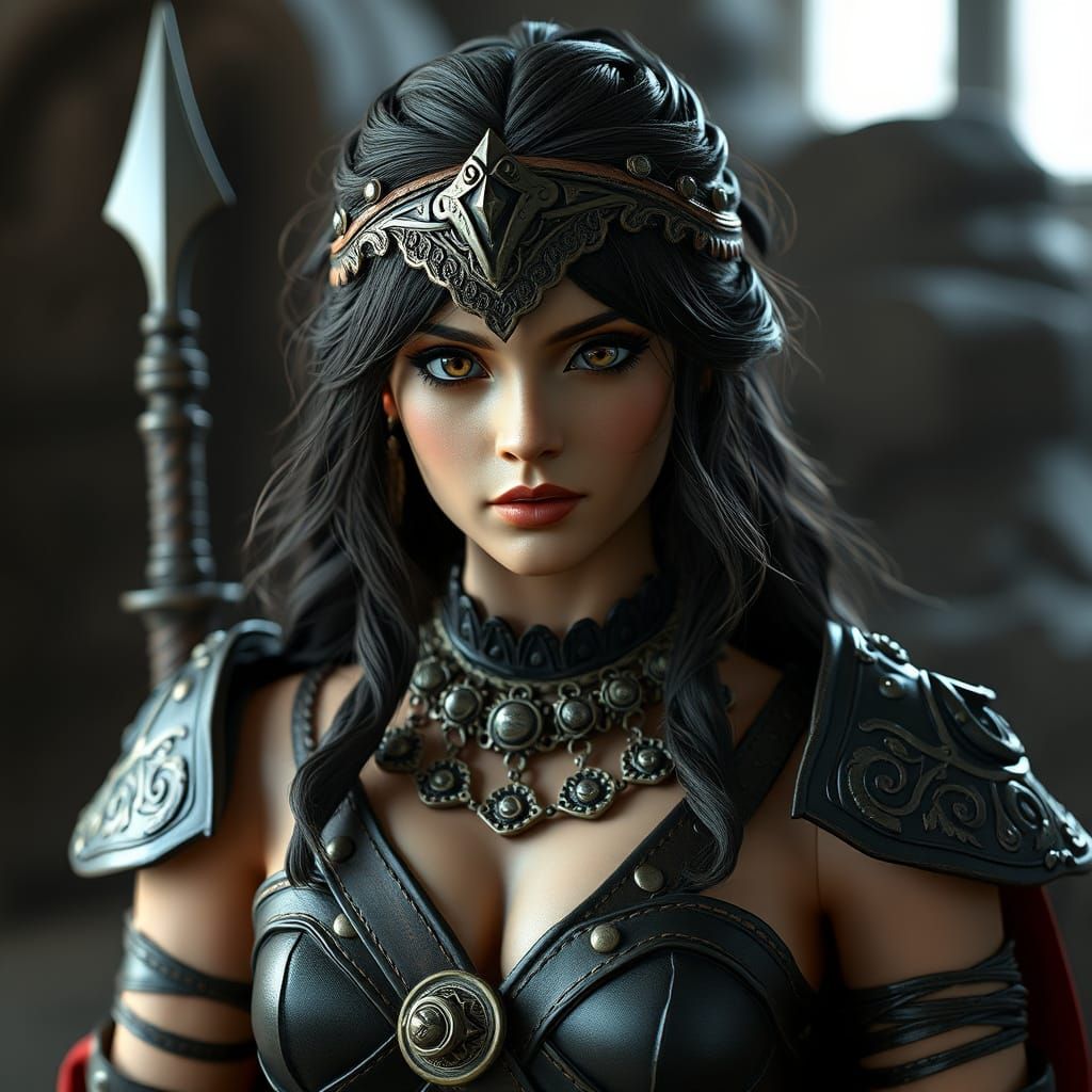 Hyperrealistic BJD Doll in Gothic Victorian Xena Costume