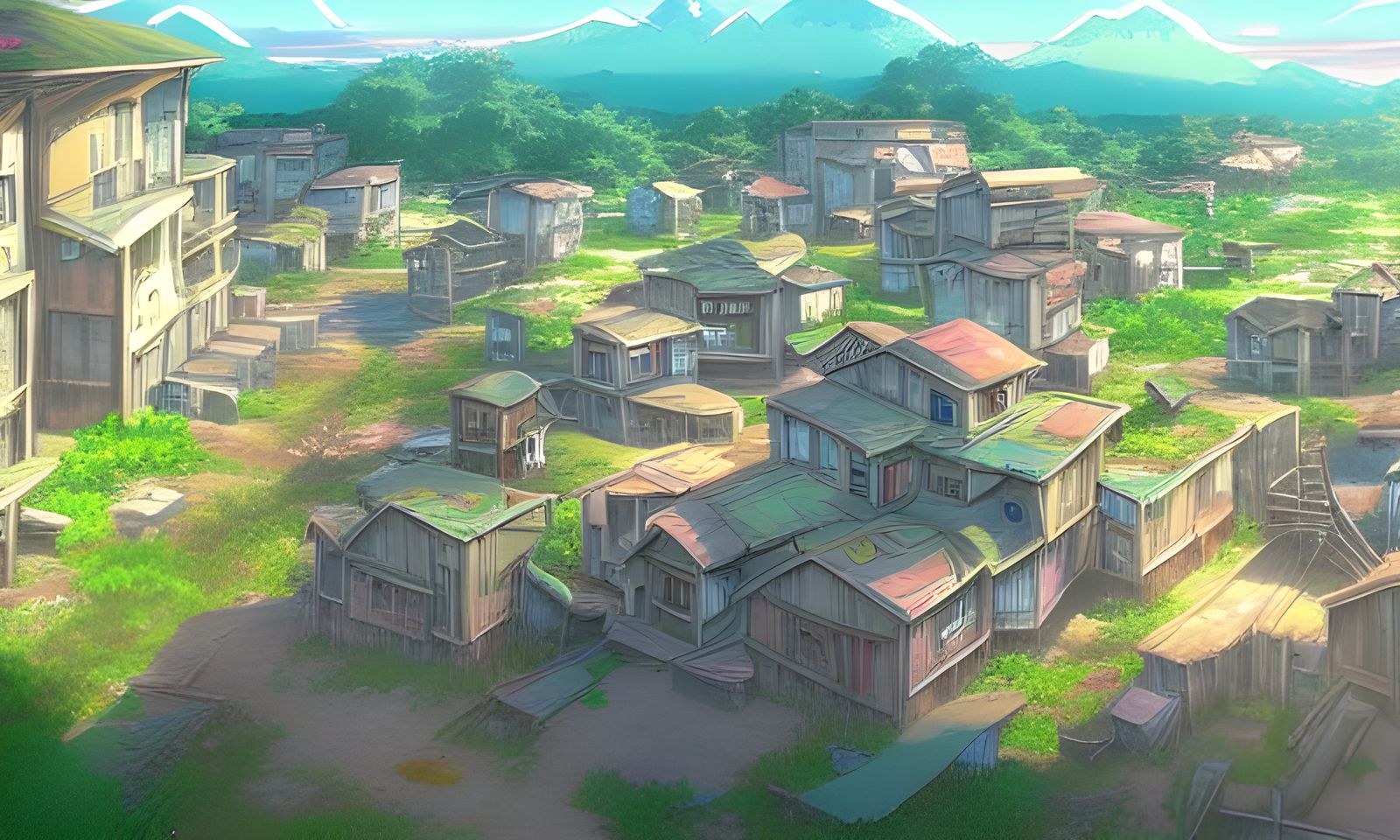 A Breathtaking Anime-Style Matte Painting of a Vibrant Aband...