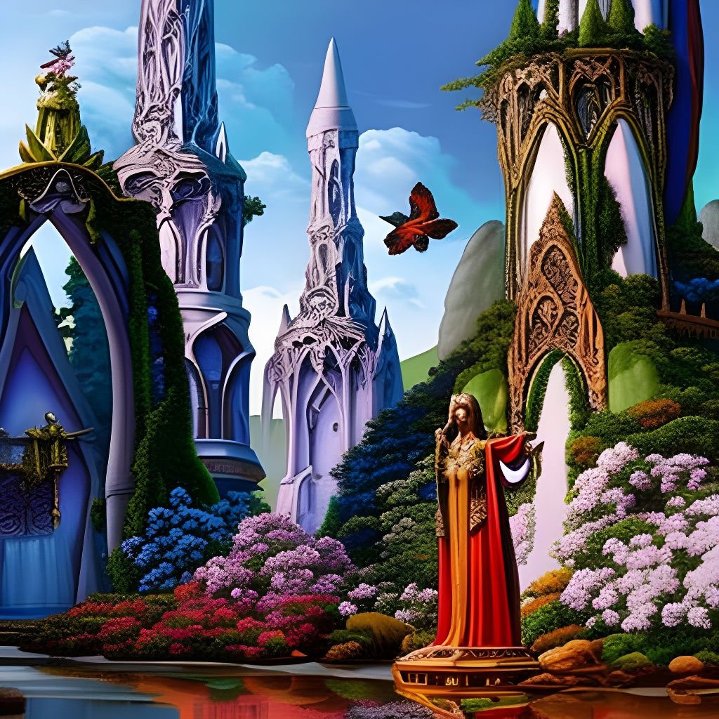 Surreal Marble Gardens in Hypermaximalist Style