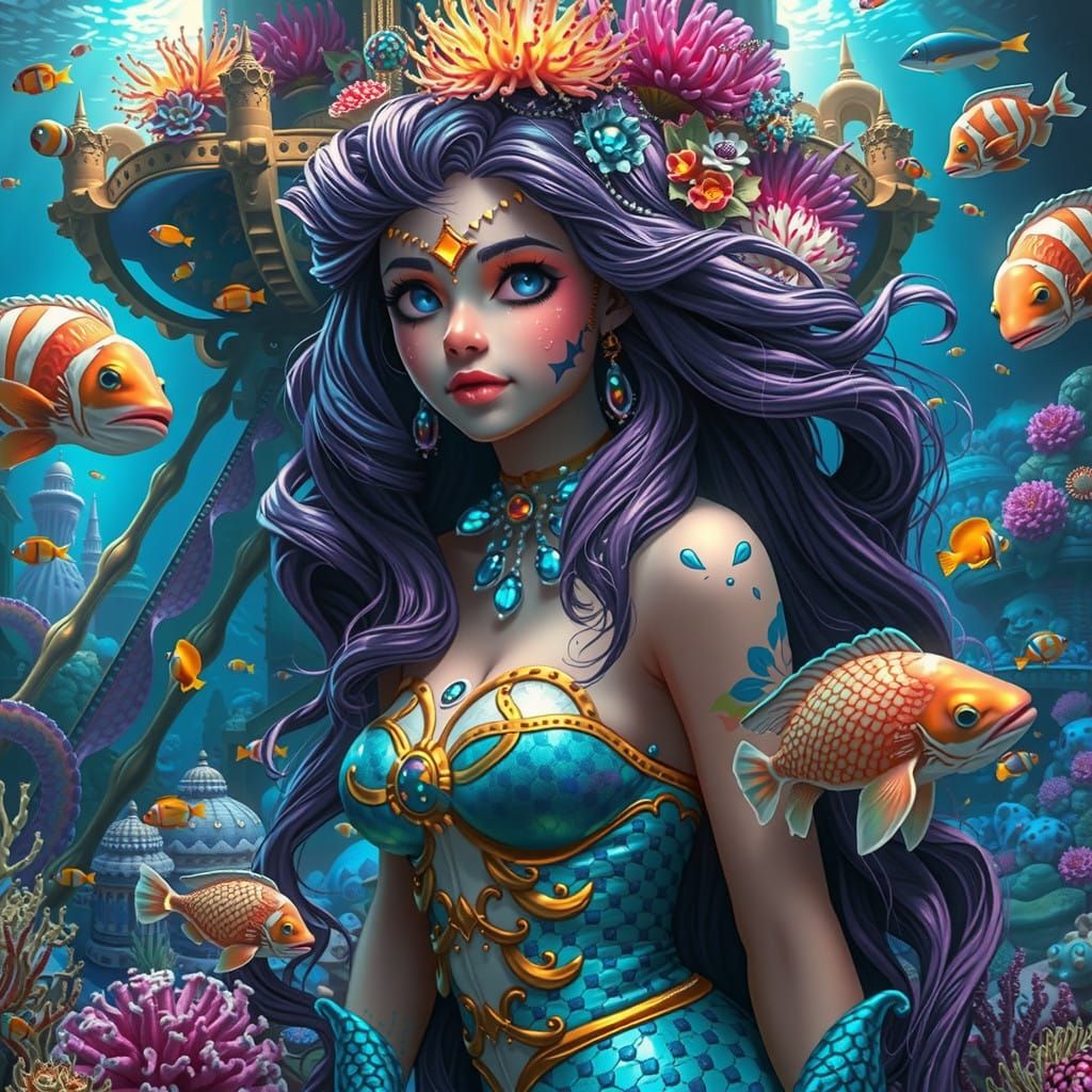 Ethereal Underwater Metropolis Shines in Golden Light