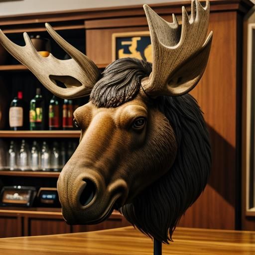 Surreal Moose Head Lounge Bar Scene