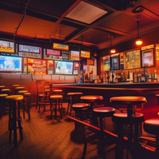 Cozy Dive Bar Ambiance in Warm Lighting