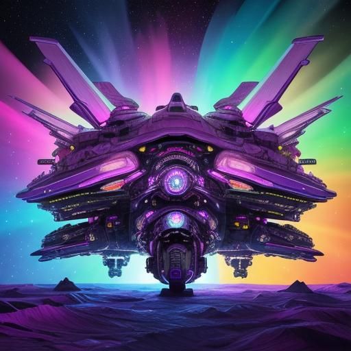 Whimsical Purple Owl Cruises Space in Vibrant Candyland Styl...