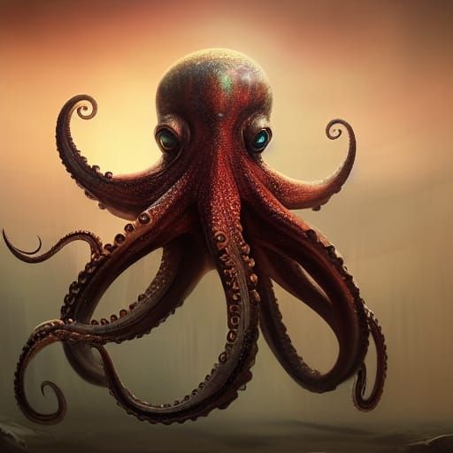 Vibrant Octopus Masterpiece in Dark Fantasy Style