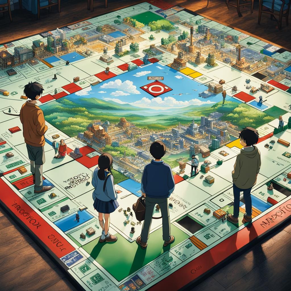 Luminous Monopoly Moment in Vibrant Studio Ghibli Fashion