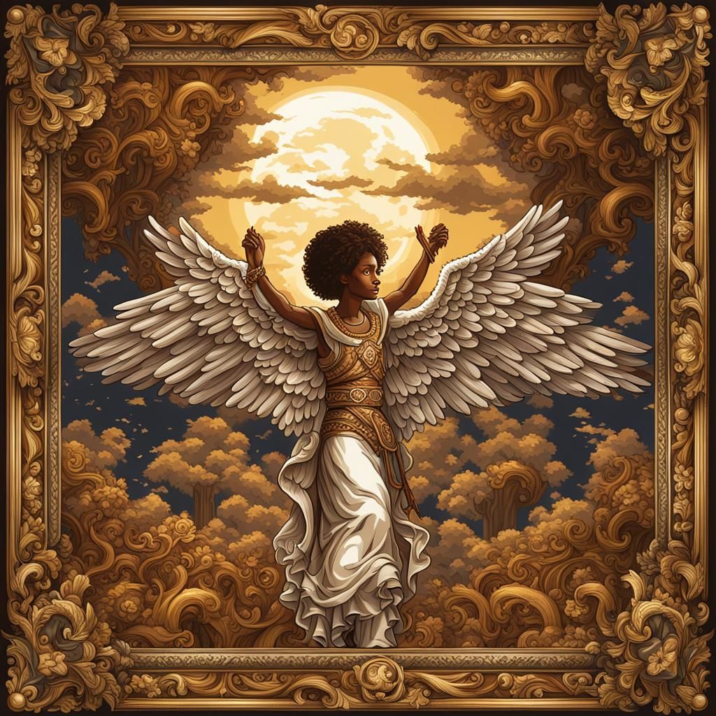 Baroque Angel in Ornate Pixel Art