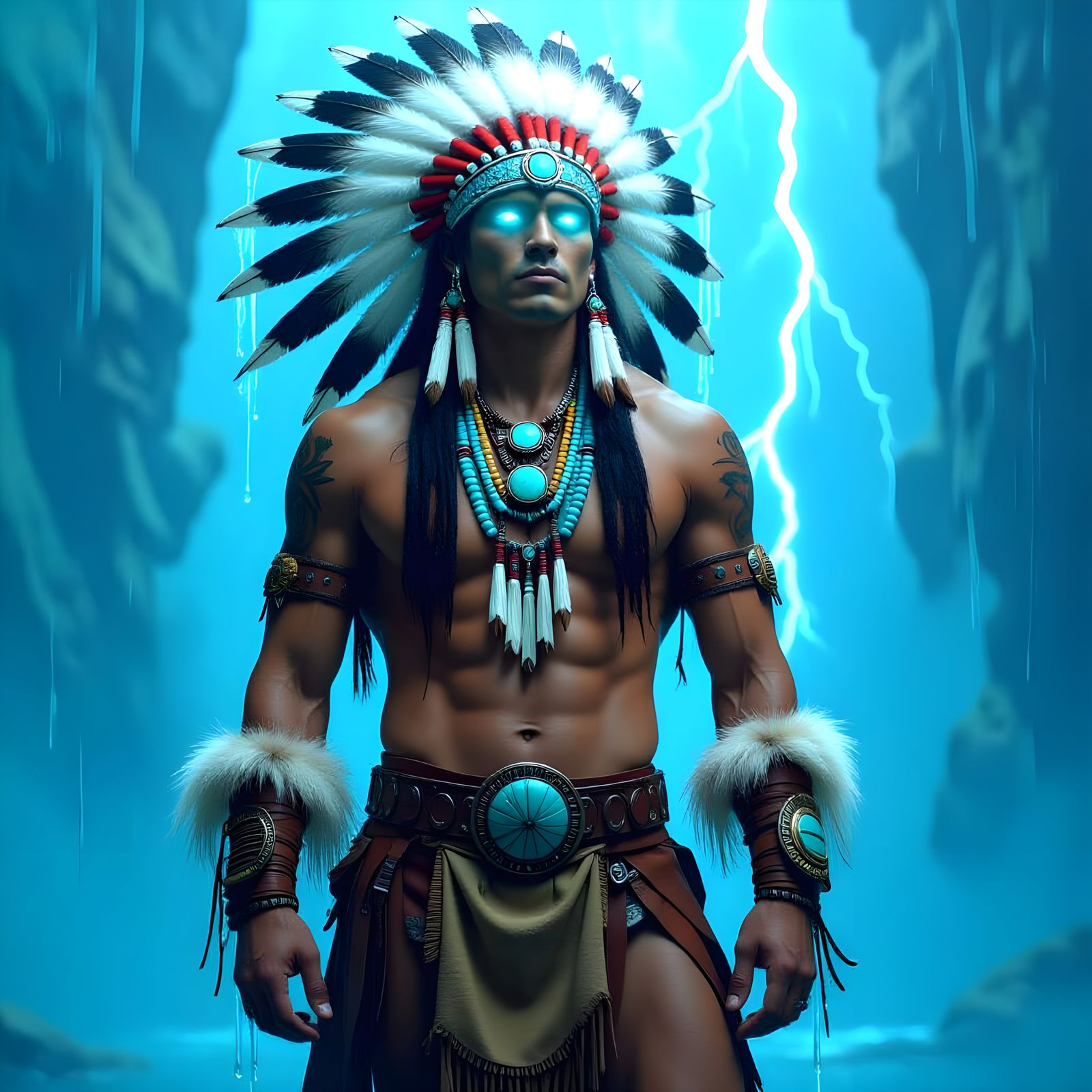 Native American Water Spirit in a Thunderstorm