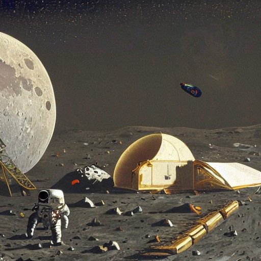Surreal Coke Can on Full Moon Landscape in Canaletto Style