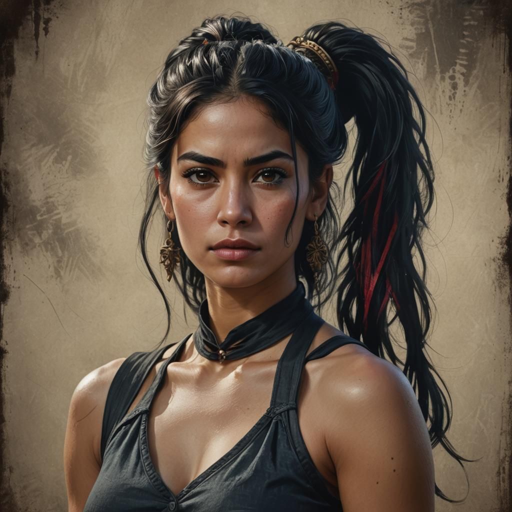 Hyperrealistic Portrait of a Mysterious Latina Actress