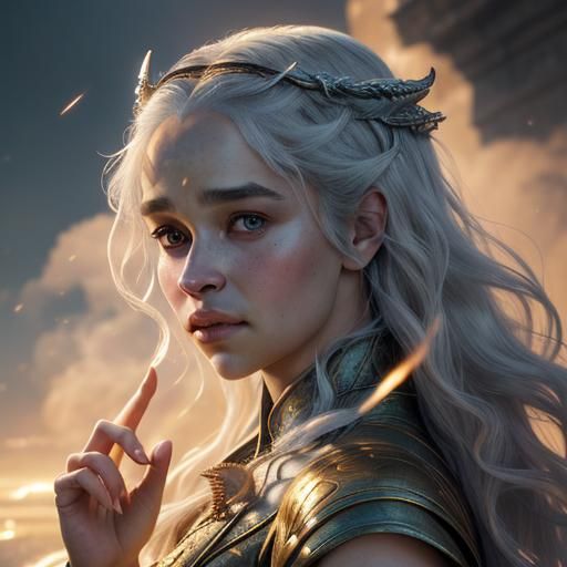 Intricate Portrait of Young Daenerys Targaryen in Regal Sple...