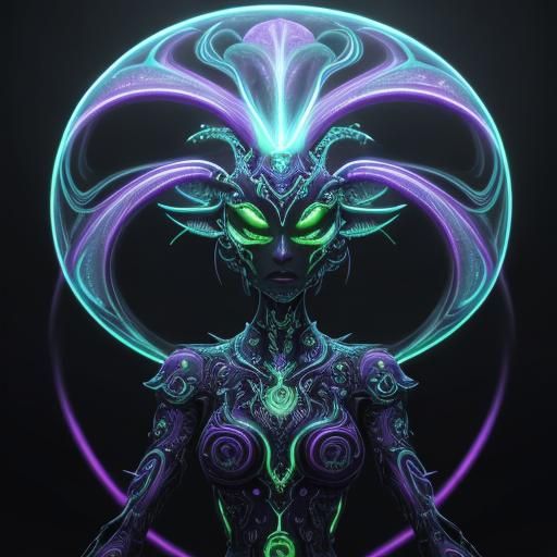 Surreal, Bioluminescent Machine Elves in Hyperbolic Geometry