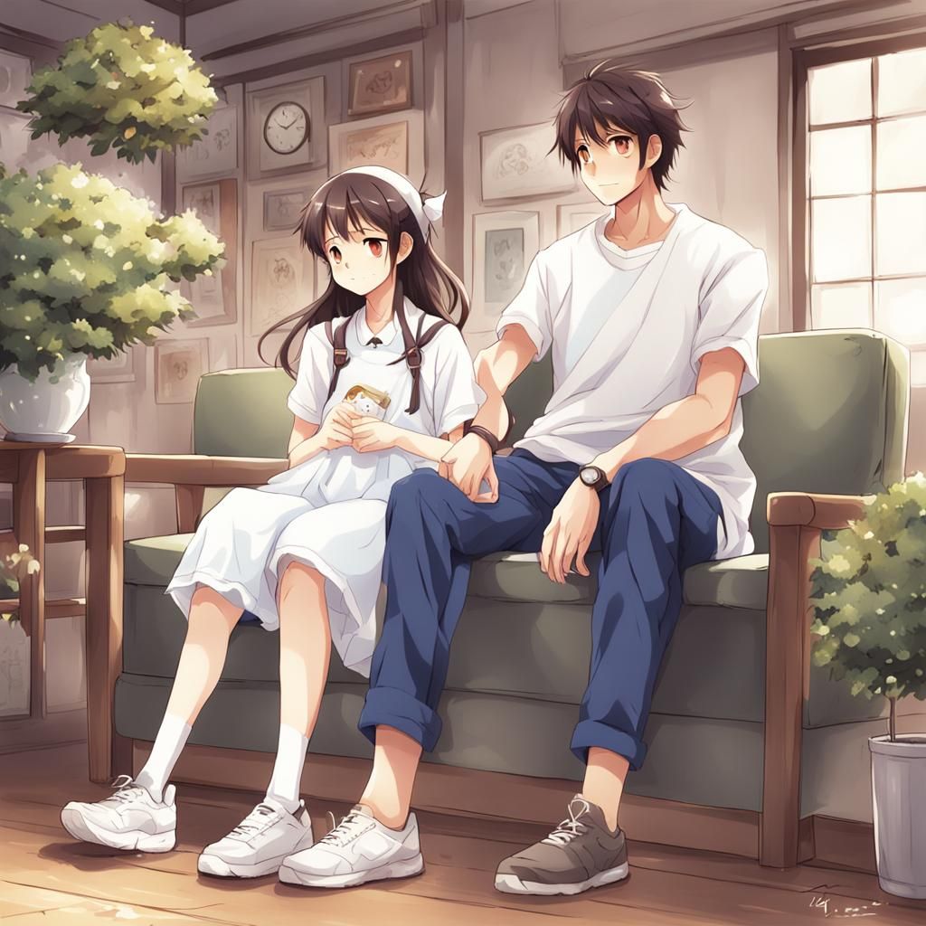 Expectant Mother Surrounded by Love in Vibrant Anime Style