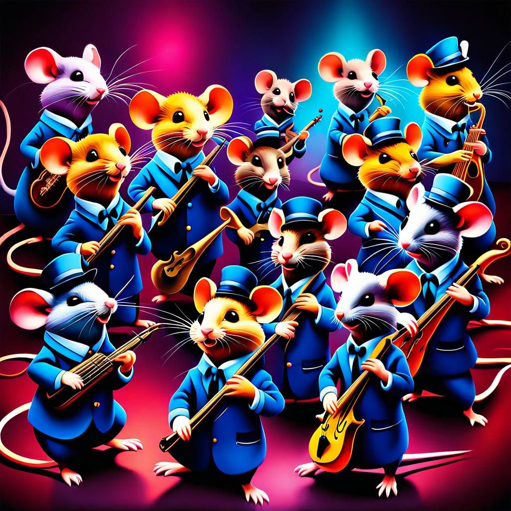 Vibrant Band Performance in Airbrush Art