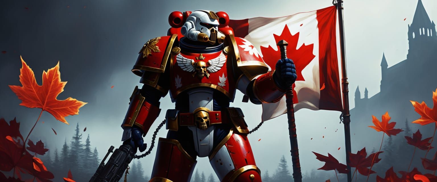 Warhammer 40k Space Marine with Canadian Flag