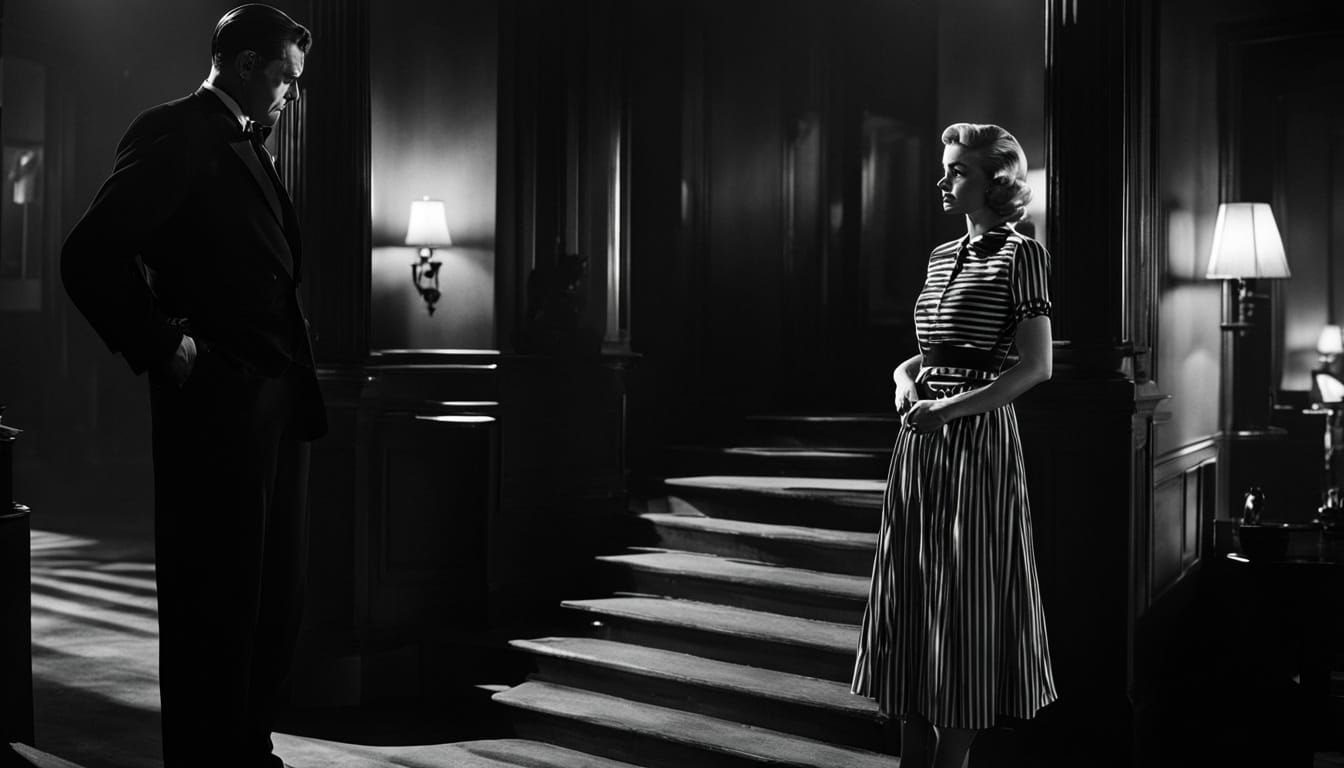 Classic Hollywood Drama in Darkened Domestic Setting
