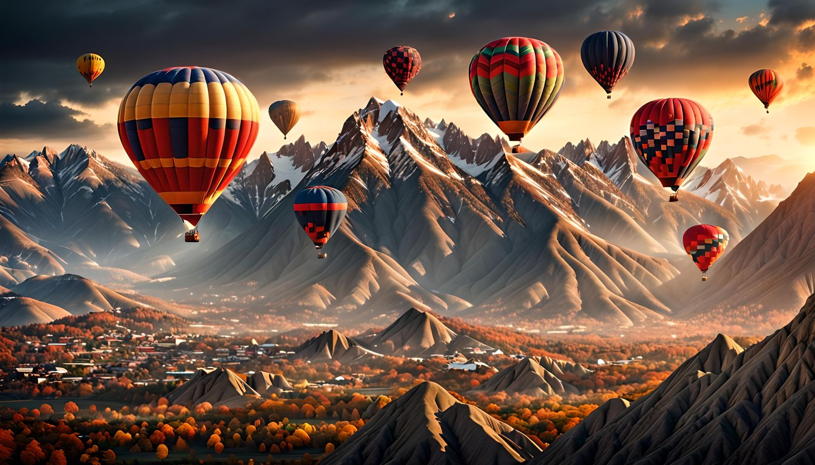Hot Air Balloons Soar Through Majestic Mountains in Dazzling...