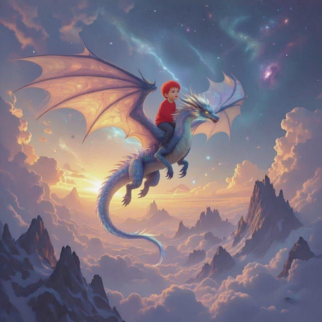 Ancient Dragon Soars Through Cosmic Nebula Sky