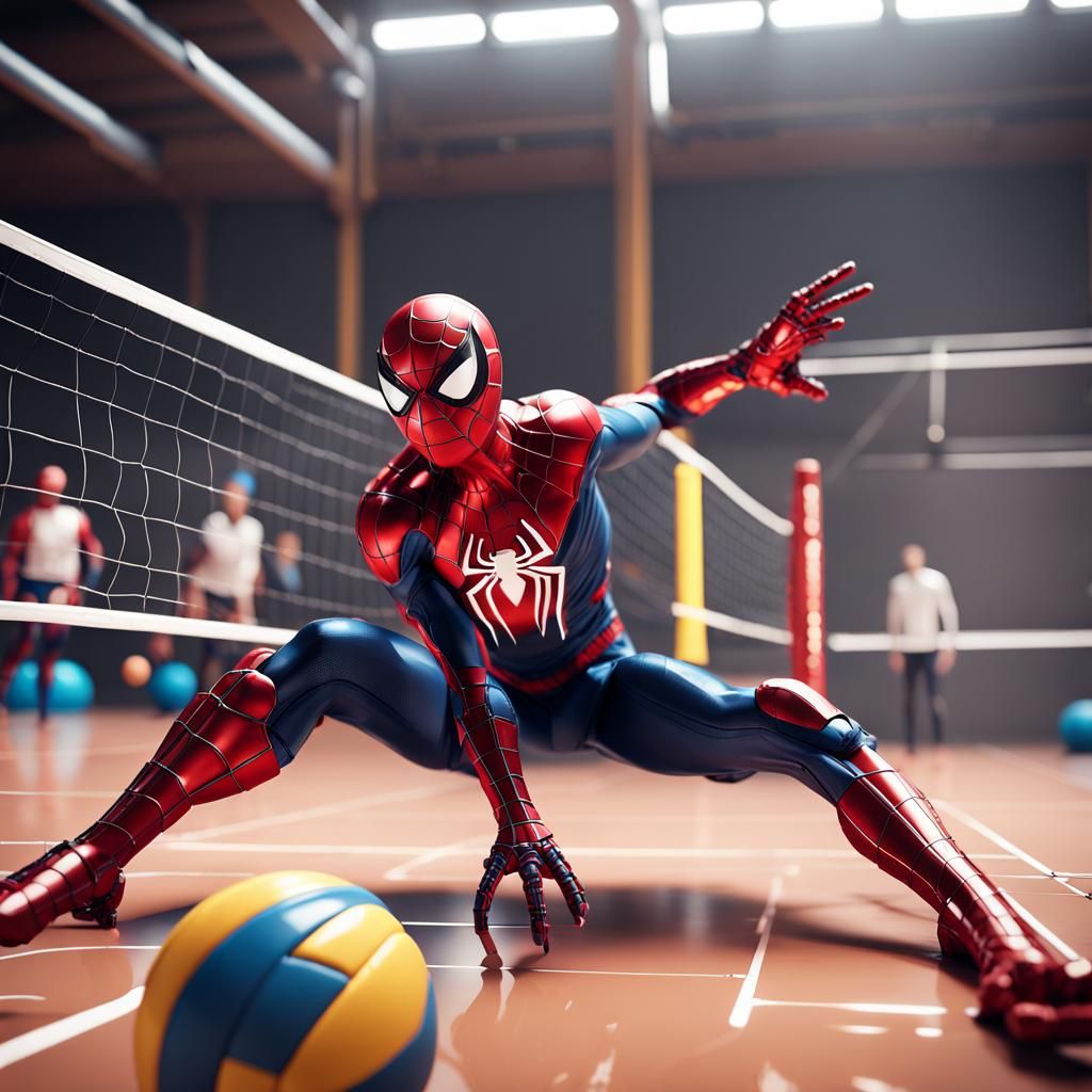 Spiderman in Epic Indoor Volleyball Showdown