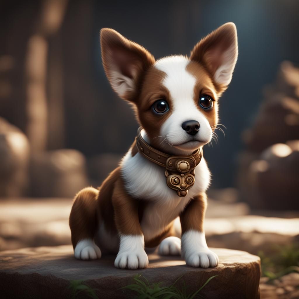 Sweet Fantasy Puppy in Whimsical World