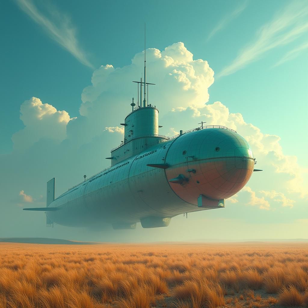 Epic Ukrainian Steppes Fantasy Submarine Matte Painting