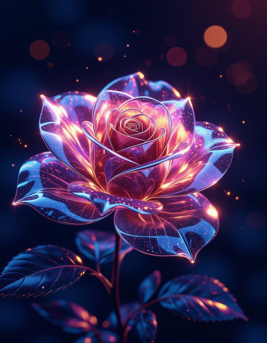 Ethereal Rose with High-Tech Iridescent Decorations
