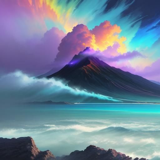 Vibrant Rainbow Hurricane in Anime-Inspired Art