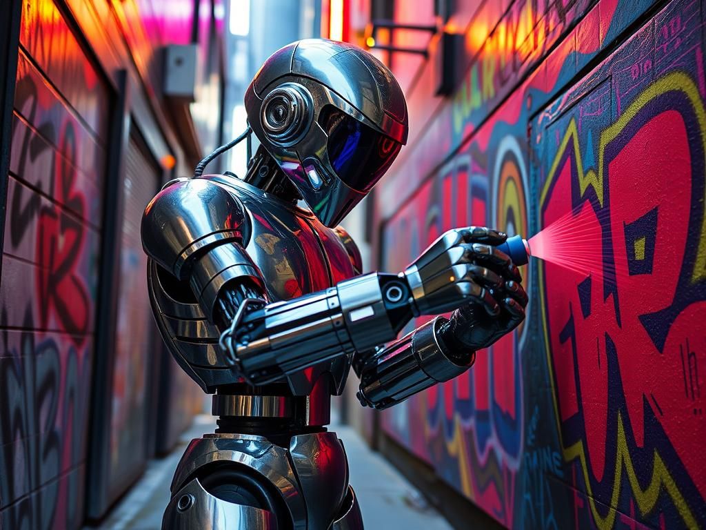 Futuristic Street Art in Neon Splendor