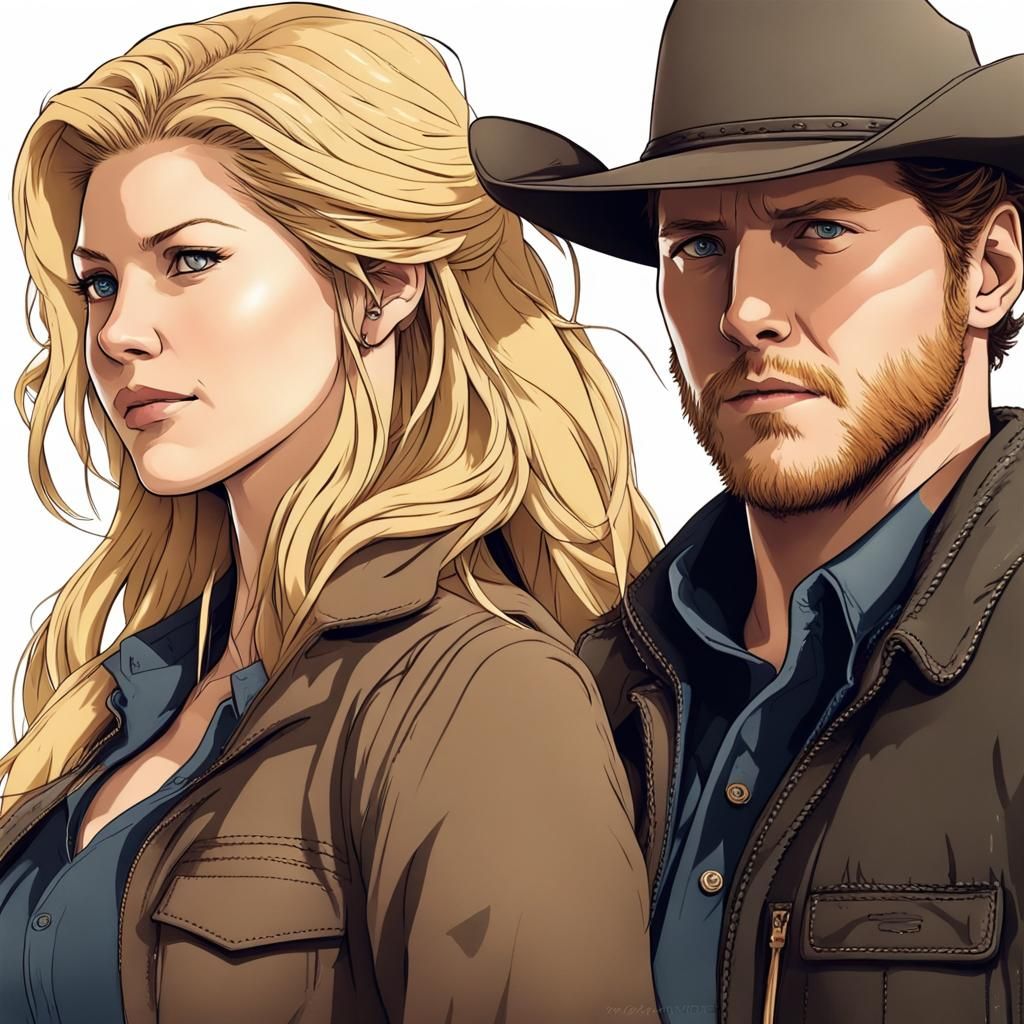 Cole Hauser and Katheryn Winnick as Anime-Inspired Yellowton...