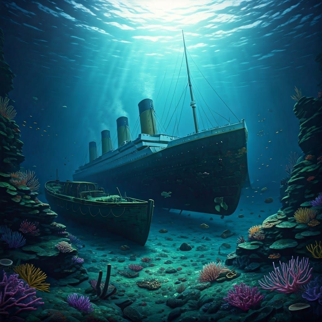 Eerie RMS Titanic Wreckage in North Atlantic Depths