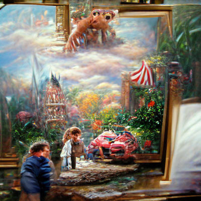 Whimsical Miniature Scene in Thomas Kinkade's Style