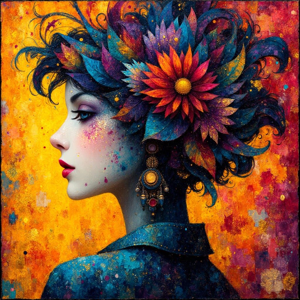 Whimsical Silhouette with Jewel Tones and Intricate Patterns